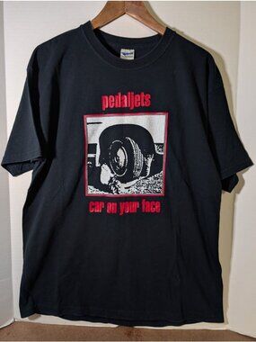 Vintage Pedaljets Car On Your Face Band Concert Tee Black T Shirt Sz L Large